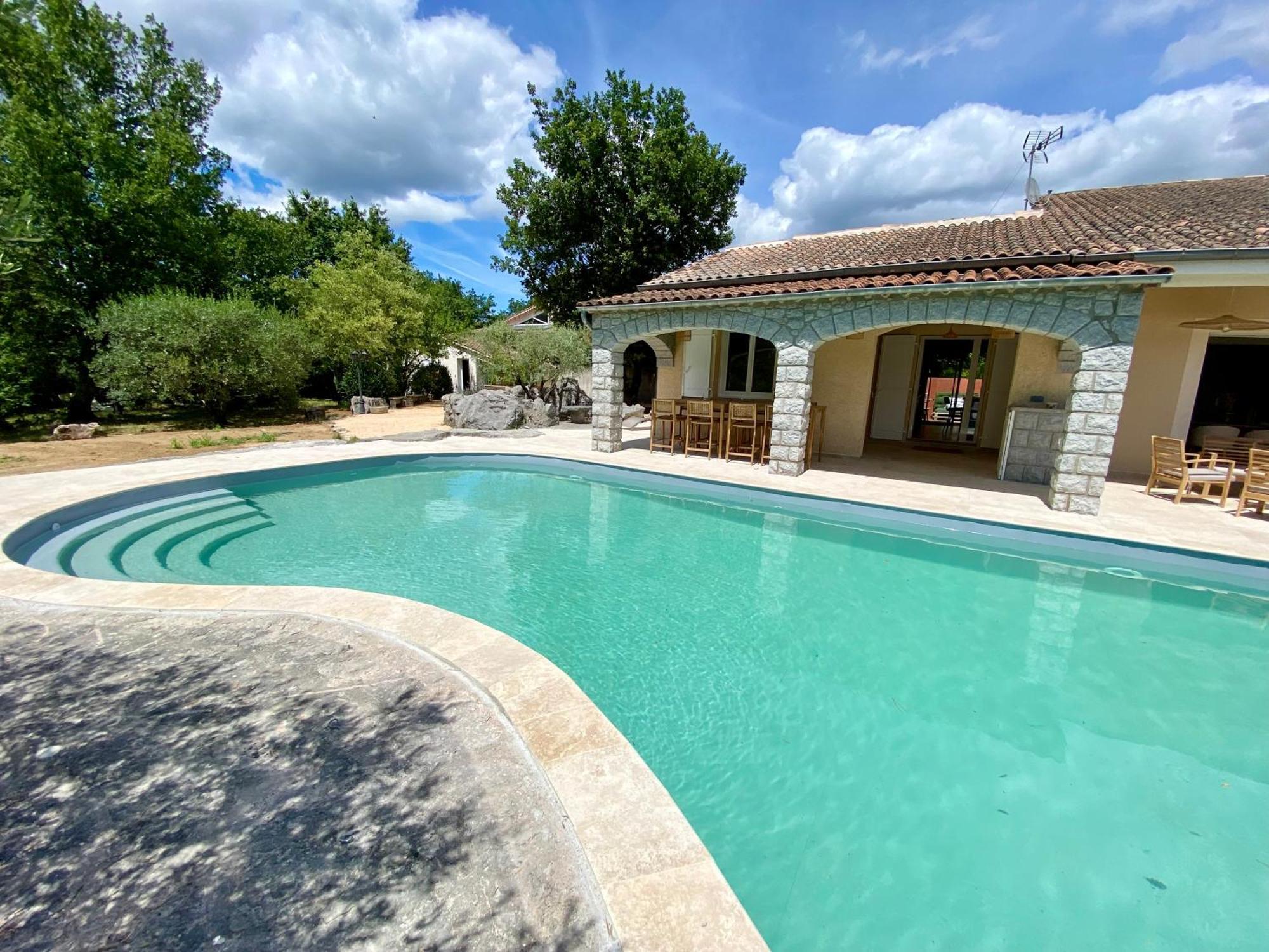 Maison Pour 12P, Piscine A Debordement Chauffee D'Avril A Octobre Inclus Ruoms Kültér fotó