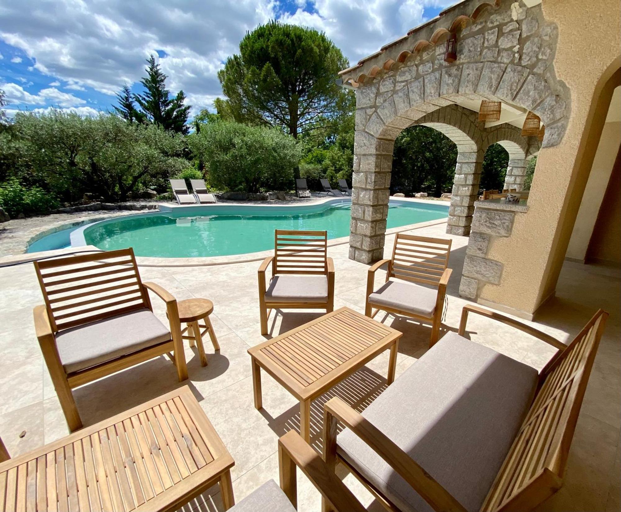 Maison Pour 12P, Piscine A Debordement Chauffee D'Avril A Octobre Inclus Ruoms Kültér fotó