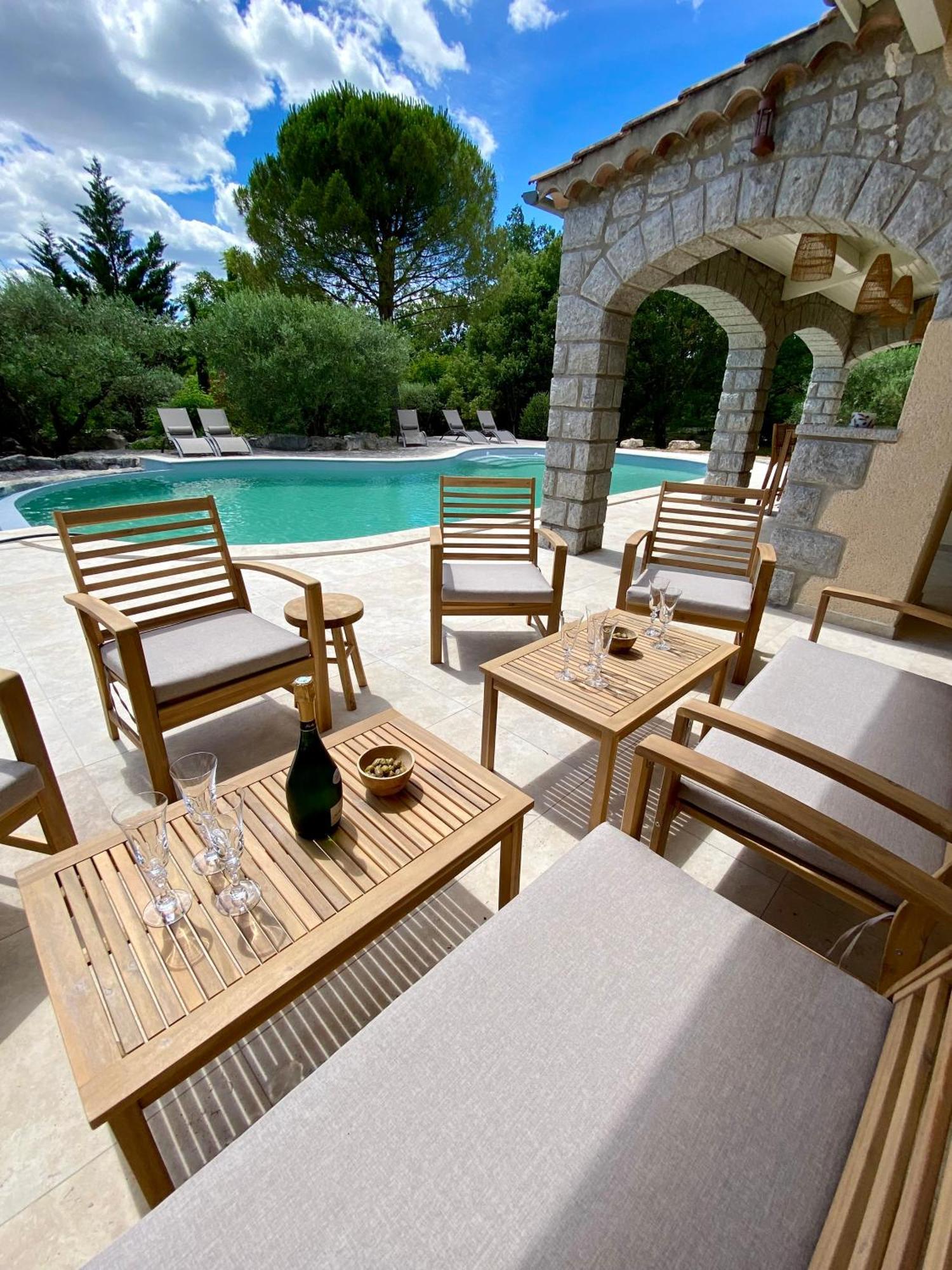 Maison Pour 12P, Piscine A Debordement Chauffee D'Avril A Octobre Inclus Ruoms Kültér fotó