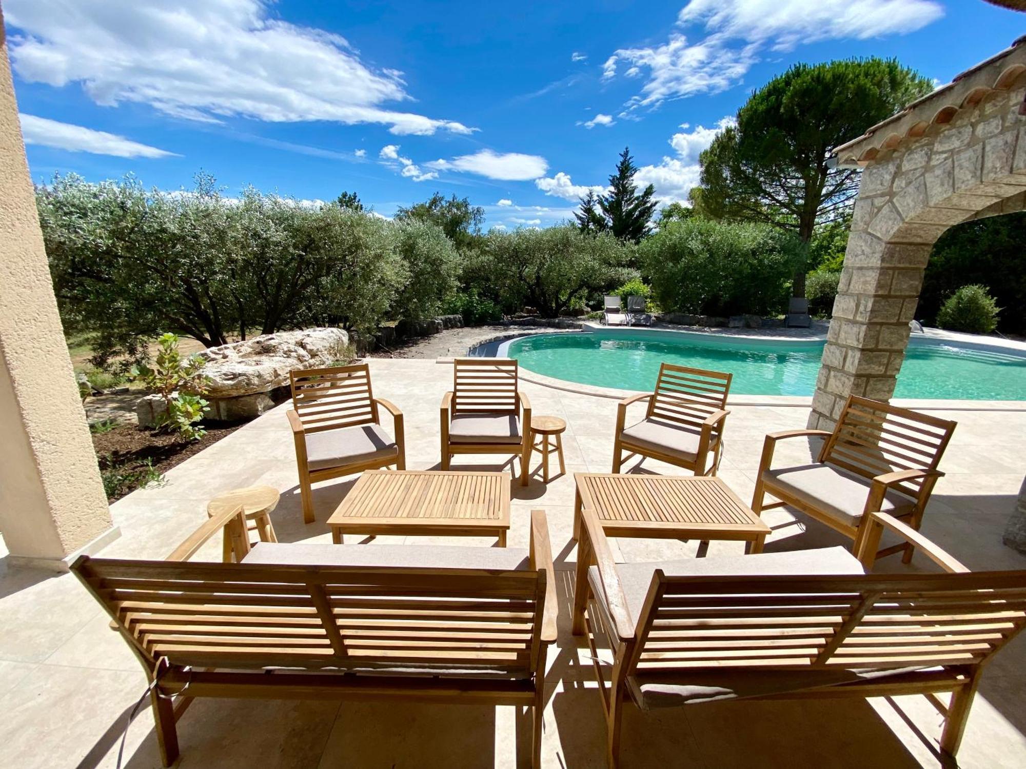 Maison Pour 12P, Piscine A Debordement Chauffee D'Avril A Octobre Inclus Ruoms Kültér fotó