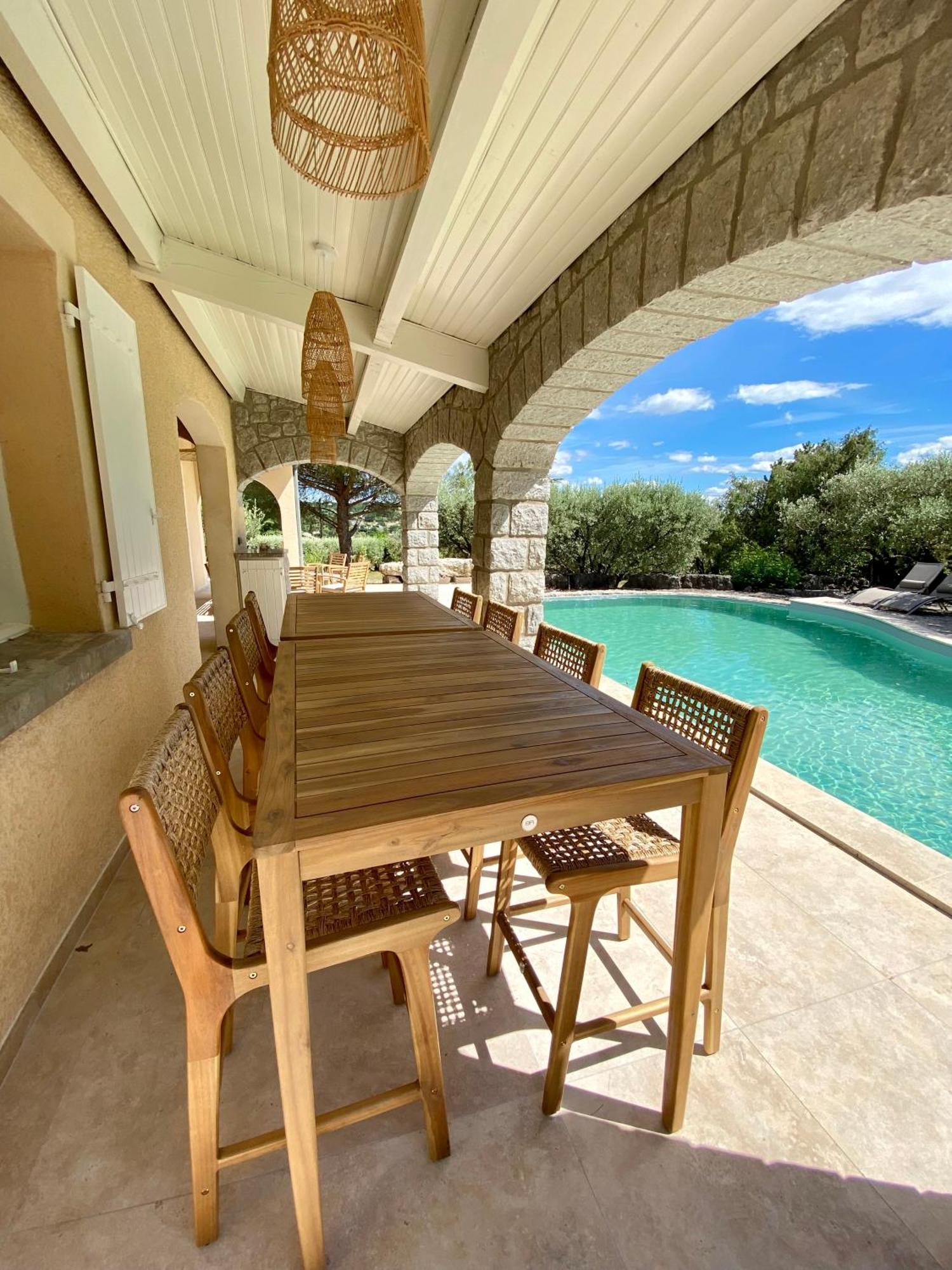 Maison Pour 12P, Piscine A Debordement Chauffee D'Avril A Octobre Inclus Ruoms Kültér fotó