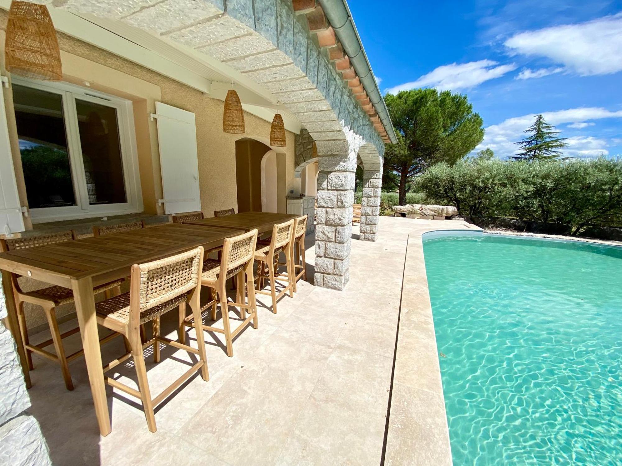 Maison Pour 12P, Piscine A Debordement Chauffee D'Avril A Octobre Inclus Ruoms Kültér fotó
