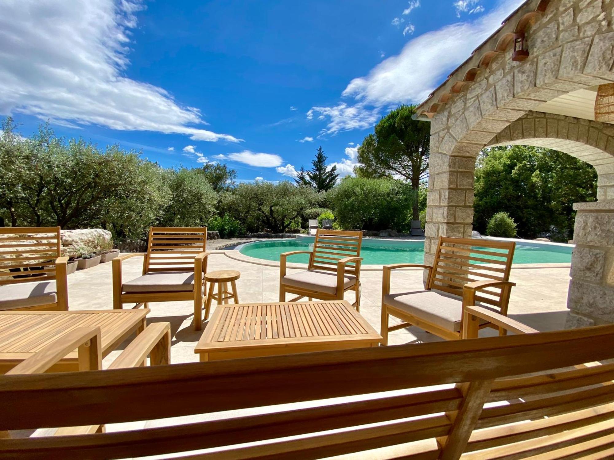 Maison Pour 12P, Piscine A Debordement Chauffee D'Avril A Octobre Inclus Ruoms Kültér fotó