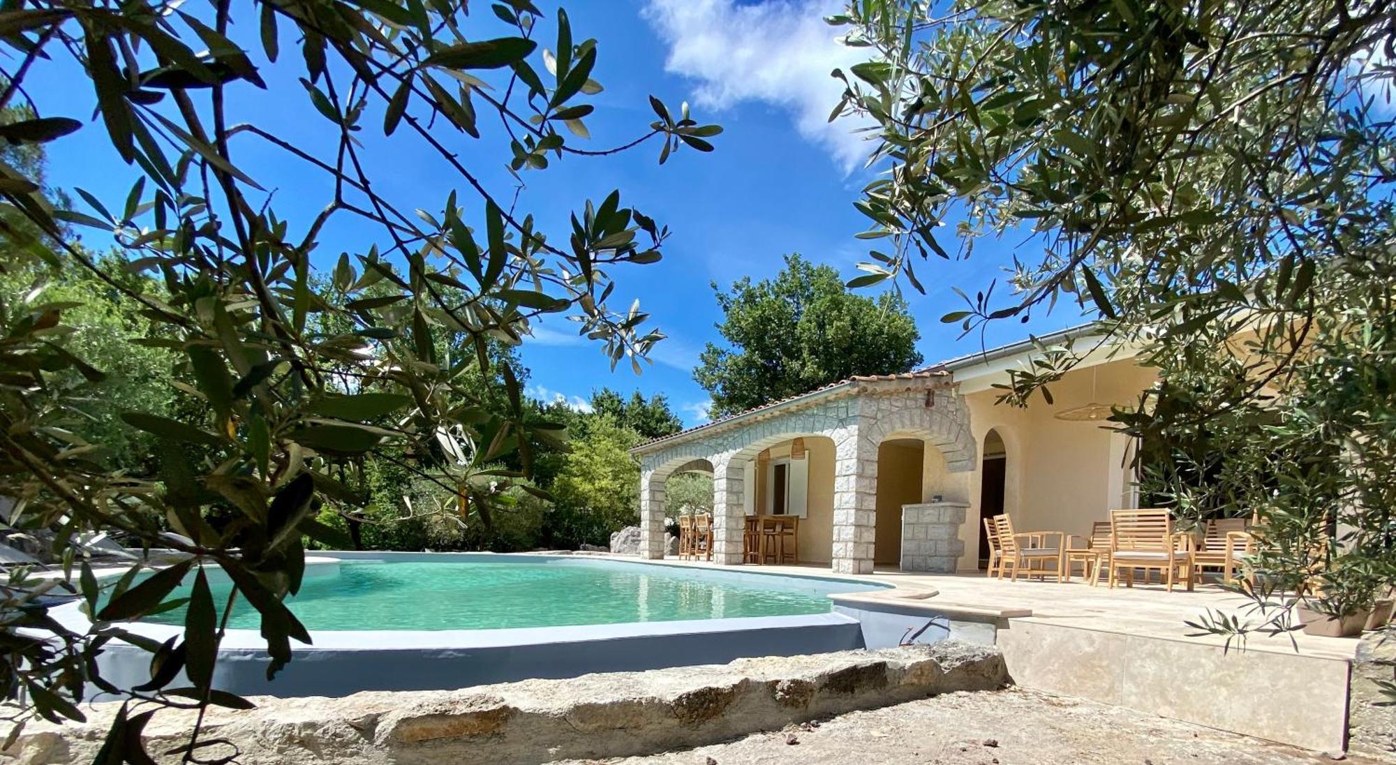 Maison Pour 12P, Piscine A Debordement Chauffee D'Avril A Octobre Inclus Ruoms Kültér fotó