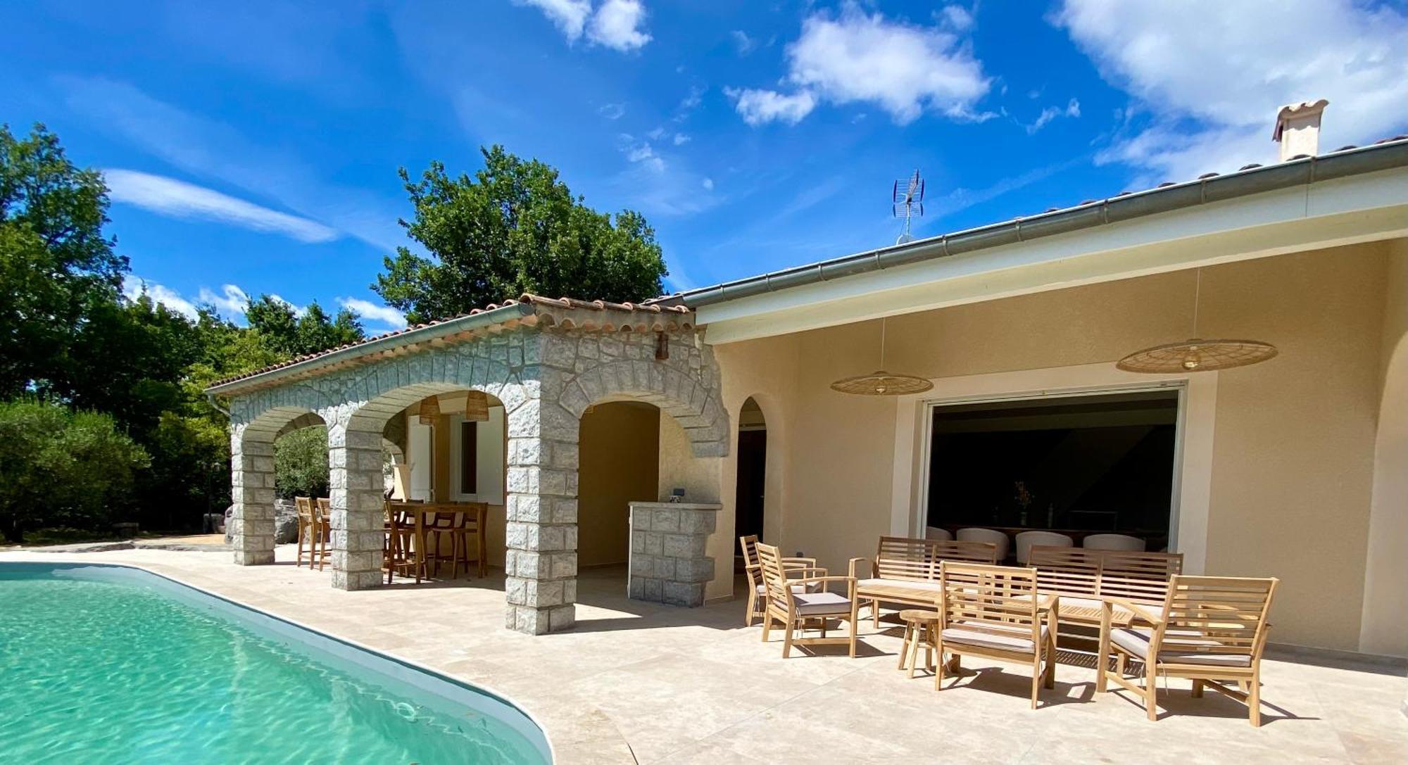 Maison Pour 12P, Piscine A Debordement Chauffee D'Avril A Octobre Inclus Ruoms Kültér fotó